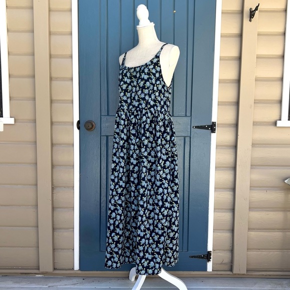 Vintage Nomad Navy Floral Dress Women Size Medium - Picture 1 of 7